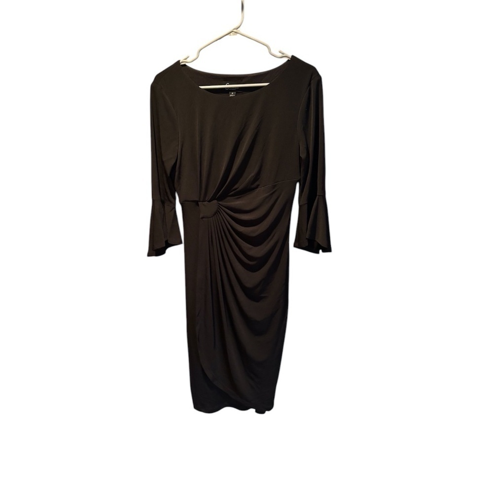 Connected Apparel Scoop Neck Flutter Sleeve Dress in Black Size 6 NWT